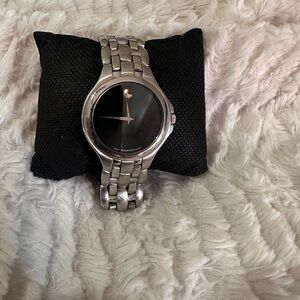 Movado Museum Classic Silver Stainless Steel Analog Quartz Wristwatch Black Dial
